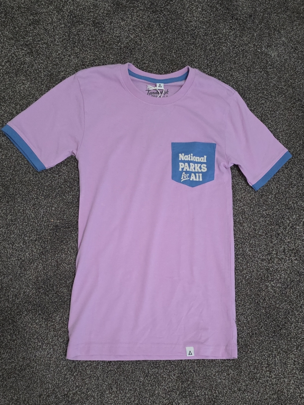 NWT National Parks for All Lilac Pocket Tee with Blue Trim - XXS
